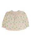 Bonpoint Griotte Smocked Floral-print Blouse In Pink