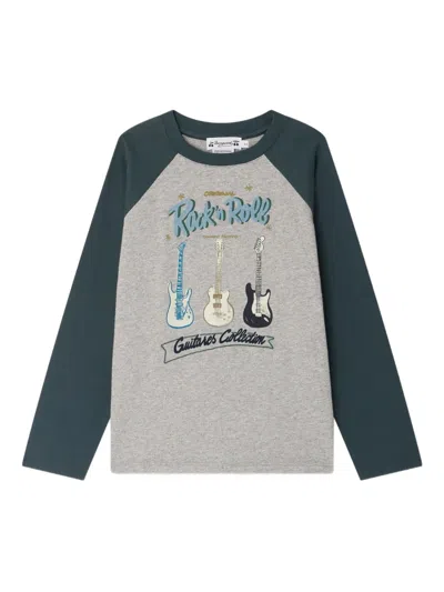 Bonpoint Kids' Guri Guitar-print Raglan-sleeve T-shirt In Gray