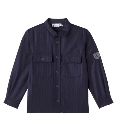 Bonpoint Kids' Gustave Pinstripe Wool Overshirt In Blue