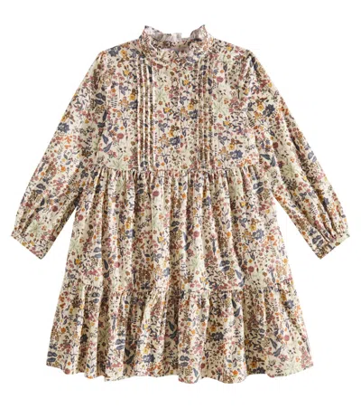 Bonpoint Kids' Gwyneth Floral Cotton Corduroy Dress In Multicoloured