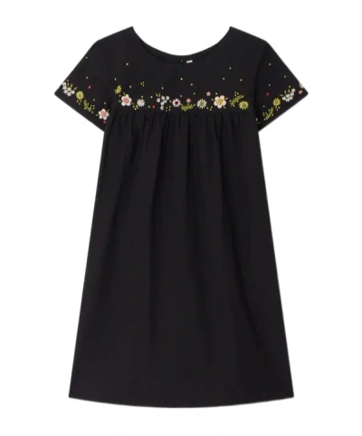 Bonpoint Kids'  Hand-embroidered Arabesque Dress In Black