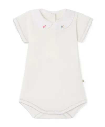 Bonpoint Kids'  Hand-embroidered Cygne Bodysuit In White