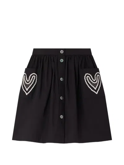 Bonpoint Kids' Heart-motif Skirt In Black