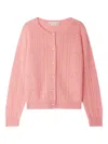 Bonpoint Heart-pattern Cable-knit Cardigan In Pink