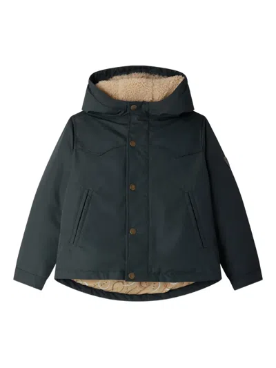 Bonpoint Kids' Hooded Button-fastening Coat In Blue