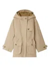 Bonpoint Hooded Drawstring Coat In Brown