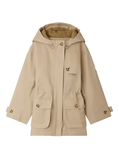 Bonpoint Kids' Hooded Drawstring Coat In Brown