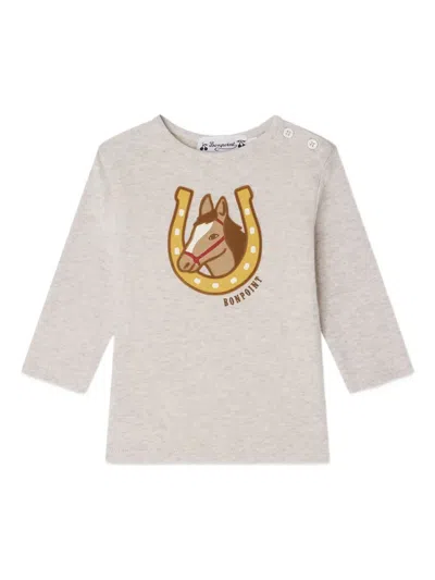 Bonpoint Babies' Horse-head Print T-shirt In Neutral