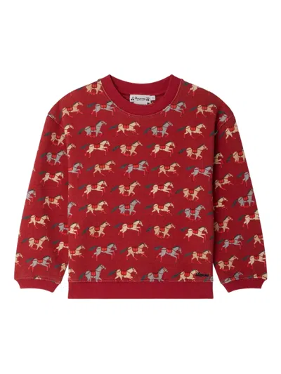 Bonpoint Kids' Horse-print Sweatshirt In Red