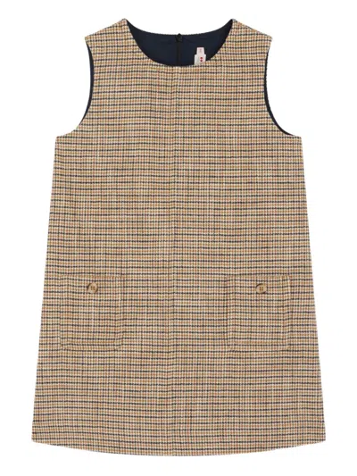 Bonpoint Kids' Houndstooth Sleeveless Dress In Brown