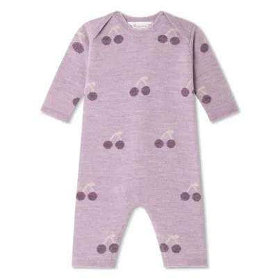 Bonpoint Kids'  Infant Cherry Print Gwenda Wool Jumpsuit In Purple