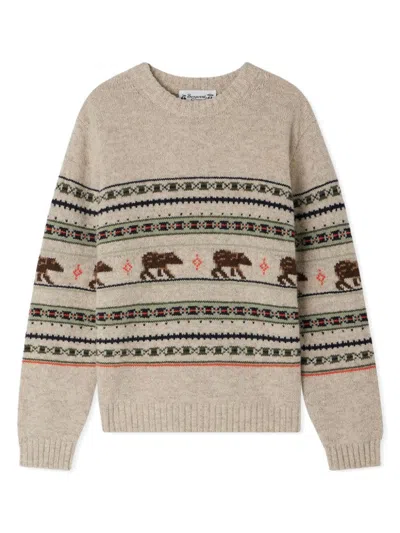 Bonpoint Kids' Intarsia-knit Wool Jumper In Neutrals