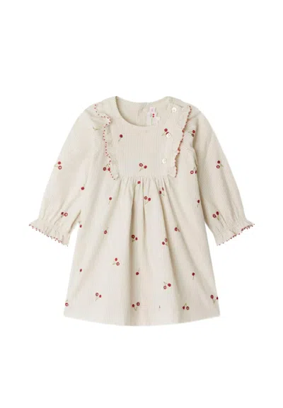 Bonpoint Ivory Dress For Baby Girl With Cherries In White