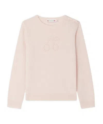 Bonpoint Kids' Jaana Cherry Embroidered Cashmere Sweater In Pink