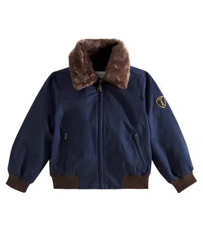 Bonpoint Kids' Jackson Cotton-blend Bomber Jacket In Blue