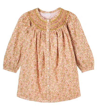 Bonpoint Kids' Jadwiga Floral Smocked Cotton Dress In Pink