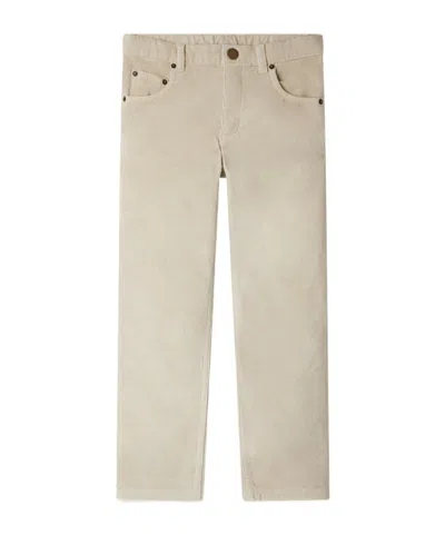 Bonpoint Jagger Organic Cotton Velvet Straight-leg Pants In Neutral