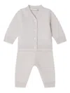 Bonpoint Jahiel Textured-knit Cardigan-trousers Set In White