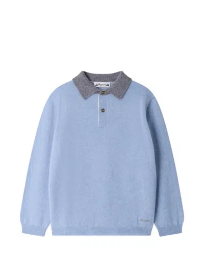 Bonpoint Kids' Jameson Polo-collar Sweater In Blue