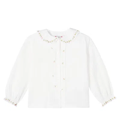 Bonpoint Kids' Janeke Embroidered Cotton Blouse In White