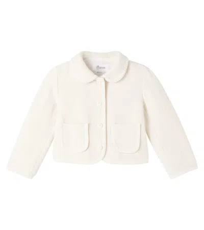Bonpoint Kids' Janica Herringbone Cotton And Wool Jacket In White