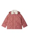 Bonpoint Janice Quilted Faux-fur Collar Coat In Red