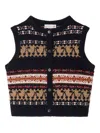 Bonpoint Janou Fairisle-pattern Button Wool Gilet In Black