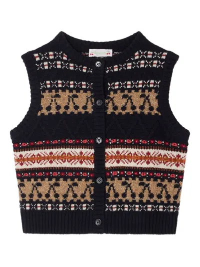 Bonpoint Babies' Janou Fairisle-pattern Button Wool Gilet In Black