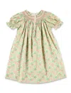 Bonpoint Jarah Smocked Liberty Floral Girls Dress In Green