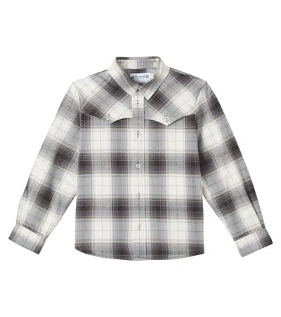 Bonpoint Kids' Jared Checked Cotton Shirt In Gray