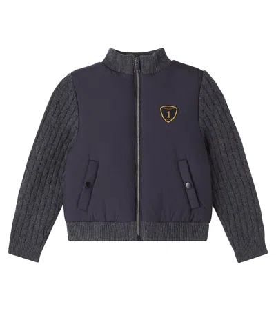 Bonpoint Kids' Jarod Ribbed-knit Jacket In Blue