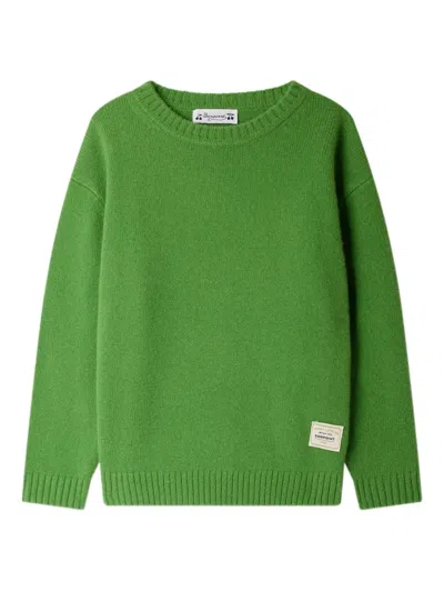 Bonpoint Kids' Jason Elbow-patch Wool Sweater In Green