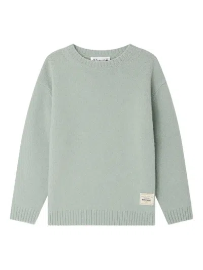 Bonpoint Kids' Jason Elbow-patch Wool Sweater In Green