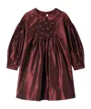 Bonpoint Jeanne Ruffled Embroidered Silk Dress In Brown