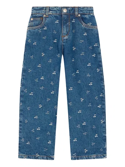 BONPOINT JEANS WITH CHERRY EMBROIDERY