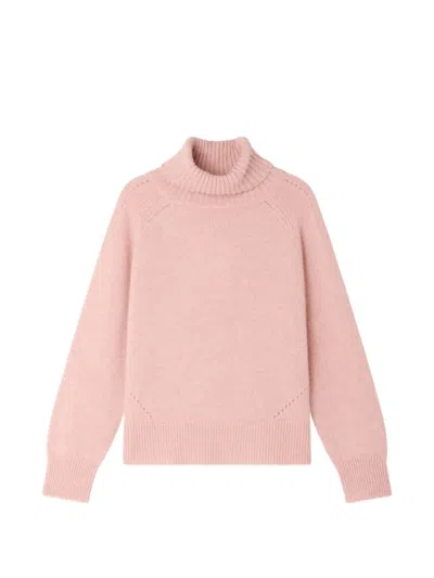 Bonpoint Kids' Jelisea Pointelle-trim Roll-neck Sweater In Pink