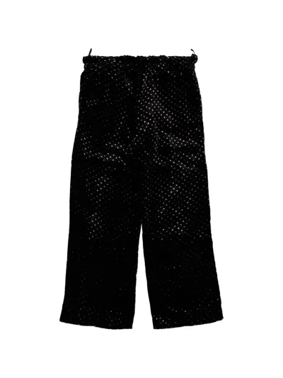 Bonpoint Kids' Jerinna Polka-dot Velvet Trousers In Black