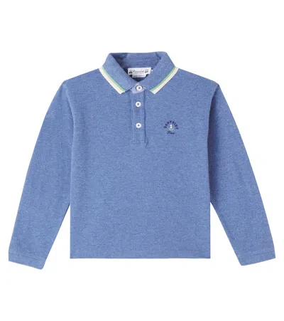 Bonpoint Kids' Jerry Logo Cotton Piqué Polo Shirt In Blue