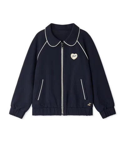 Bonpoint Kids' Jersey Zip-up Sweatshirt In Blue