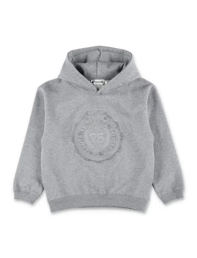 Bonpoint Kids'  Jessim Boys Hoodie In Organic Cotton With University Crest In Gray