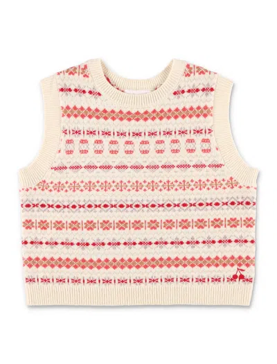 Bonpoint Kids'  Jetlana Girls Fair Isle Wool Vest In Neutral