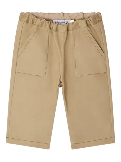 Bonpoint Babies' Jeudi Patch-pocket Elastic-waist Trousers In Brown