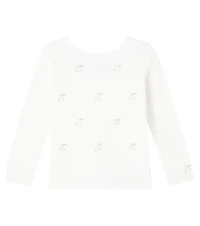 Bonpoint Kids' Jibou Embellished Cotton T-shirt In White
