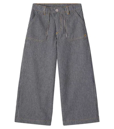 Bonpoint Kids' Jingle Striped Wide-leg Jeans In Black