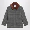 Bonpoint Joao Quilted Wool Coat With Checked Pattern In Blue
