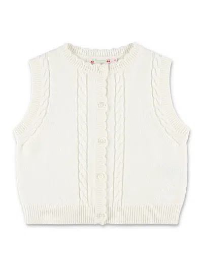 Bonpoint Kids'  Jobolène Girls Sleeveless Cardigan With Cherry Embroidery In White