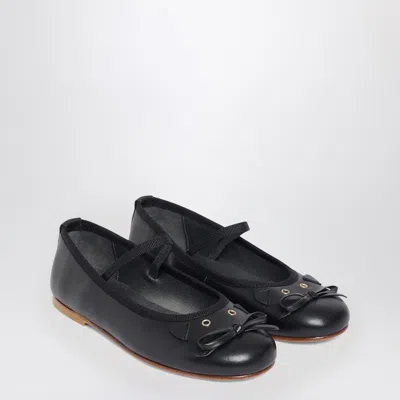 BONPOINT JOIE BLACK LEATHER BALLET FLATS