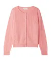 Bonpoint Heart-pattern Cable-knit Cardigan In Pink
