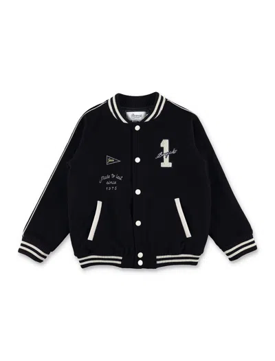 BONPOINT BONPOINT JOSIAS BOYS WOOL VARSITY JACKET WITH PATCHES
