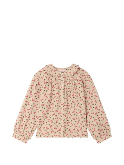 Bonpoint Kids' Josseline Cherry-print Blouse In Neutrals